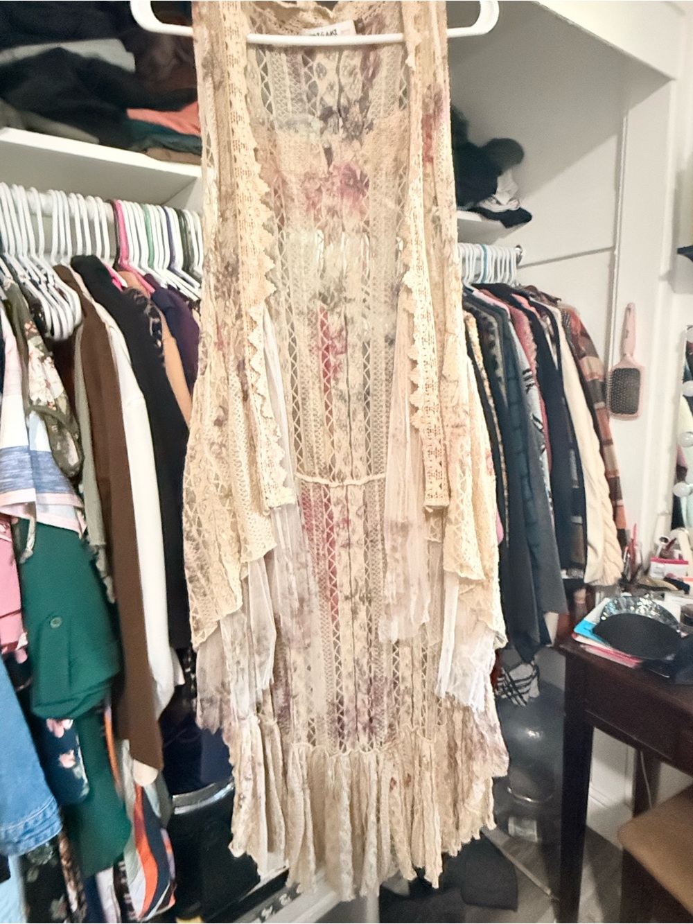 Bohemian Cream Lace Layered Vest